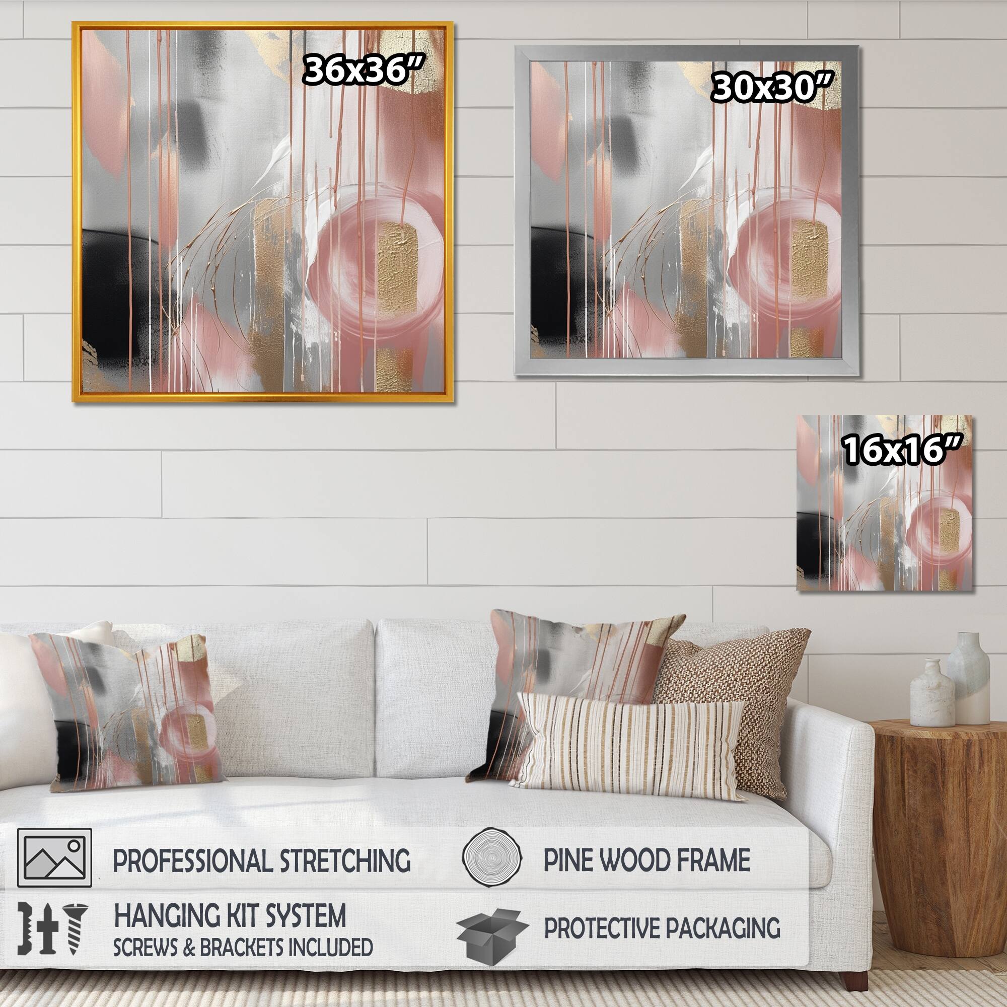 Designart "Pink Gold Circle Complexity" Modern Shapes Transitional